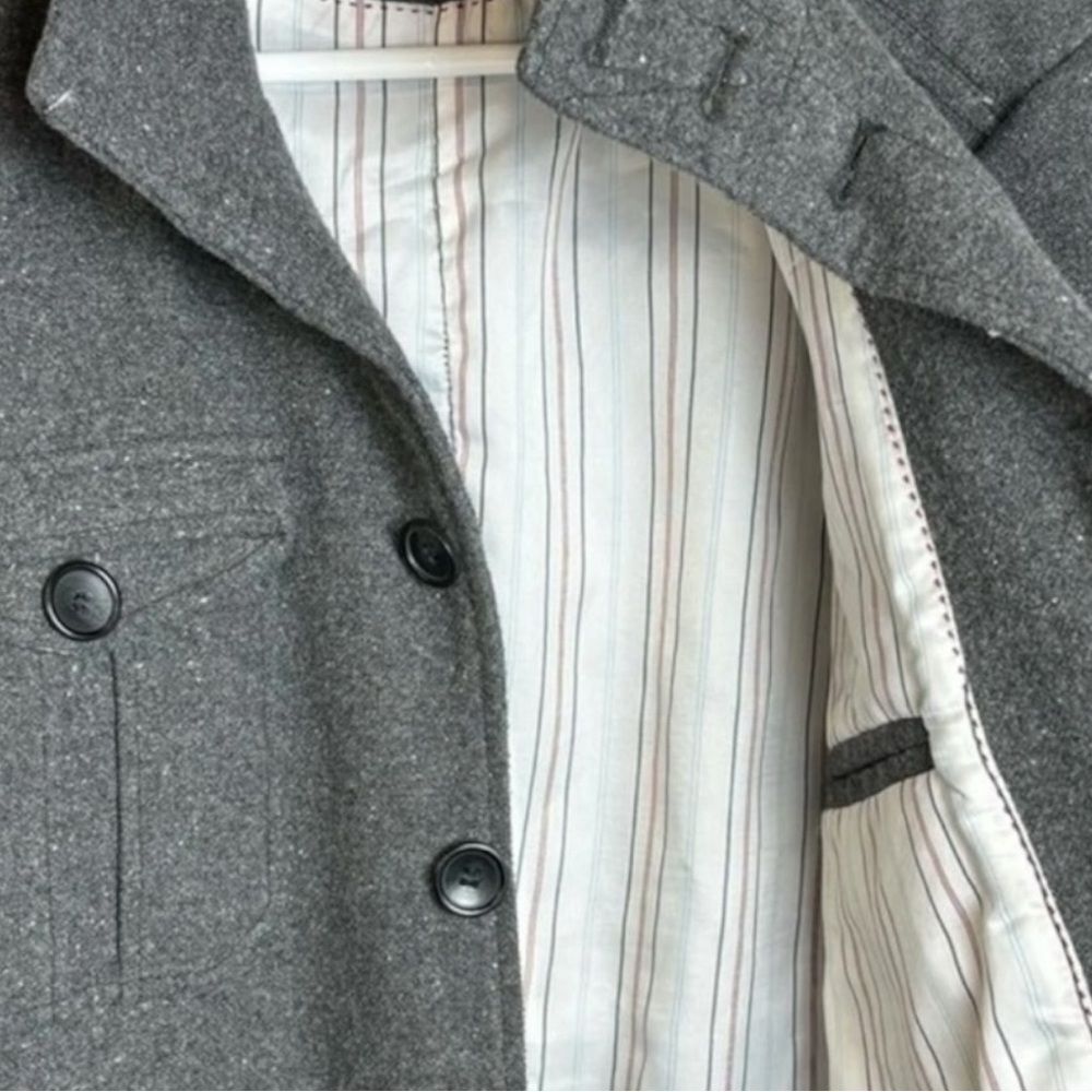 🥳 3/$26 BKE Military Style Wool Blend Jacket Gray Large - Picture 6 of 15